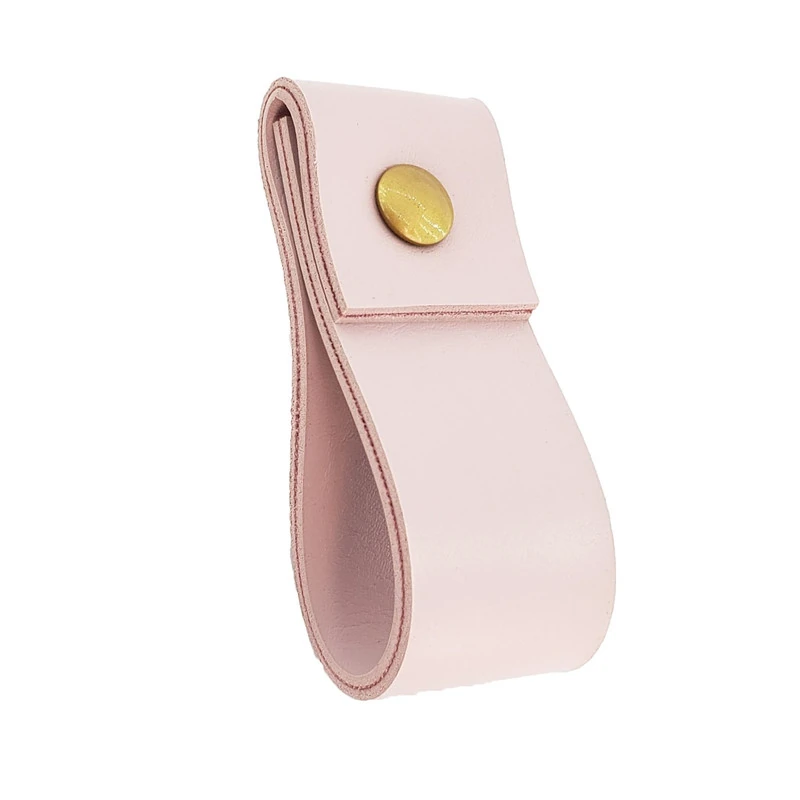Puxador Doba Parafuso - Textura De Couro Rosa - Parafuso Dourado