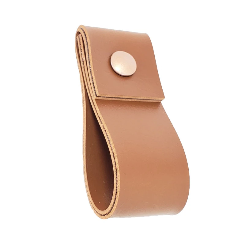 Puxador Doba Parafuso - Textura De Couro Marrom - Parafuso Rose Gold