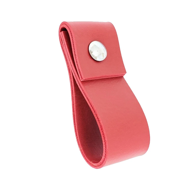 Puxador Doba Parafuso - Textura De Couro Vermelho - Parafuso Cromado