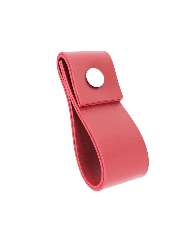 Puxador Doba Parafuso - Textura De Couro Vermelho - Parafuso Branco