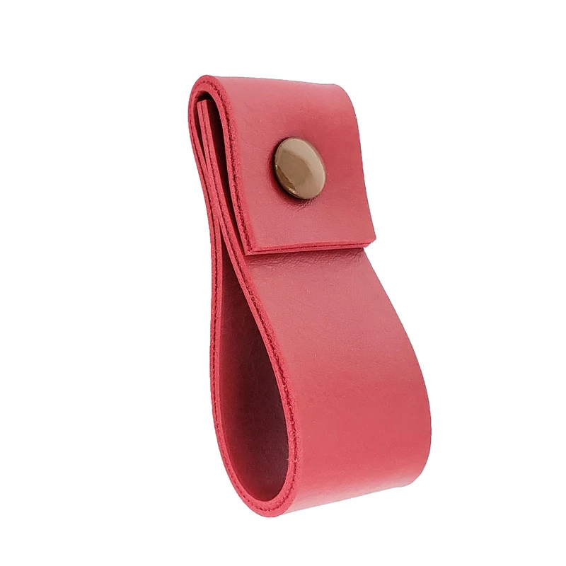 Puxador Doba Parafuso - Textura De Couro Vermelho - Parafuso Marrom