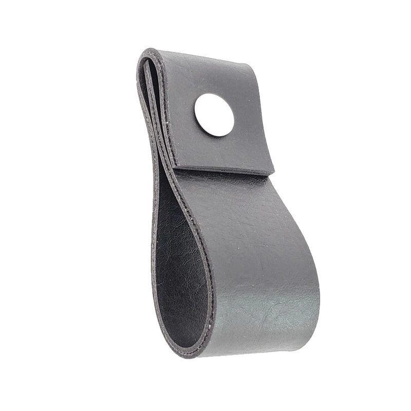 Puxador Doba Parafuso - Textura De Couro Preto - Parafuso Branco