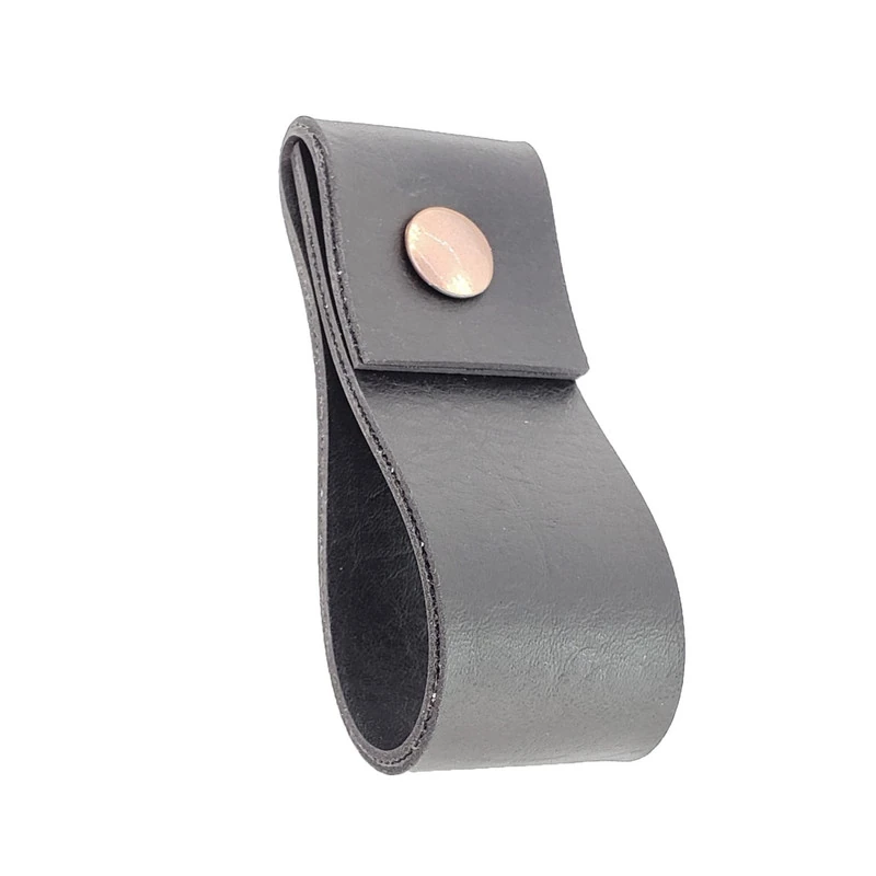 Puxador Doba Parafuso - Textura De Couro Preto - Parafuso Rose Gold
