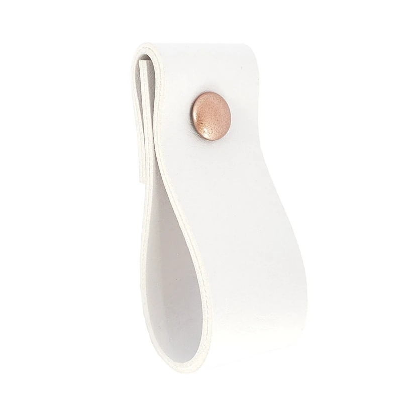 Puxador Dobi Parafuso - Textura De Couro Branco - Parafuso Rose Gold