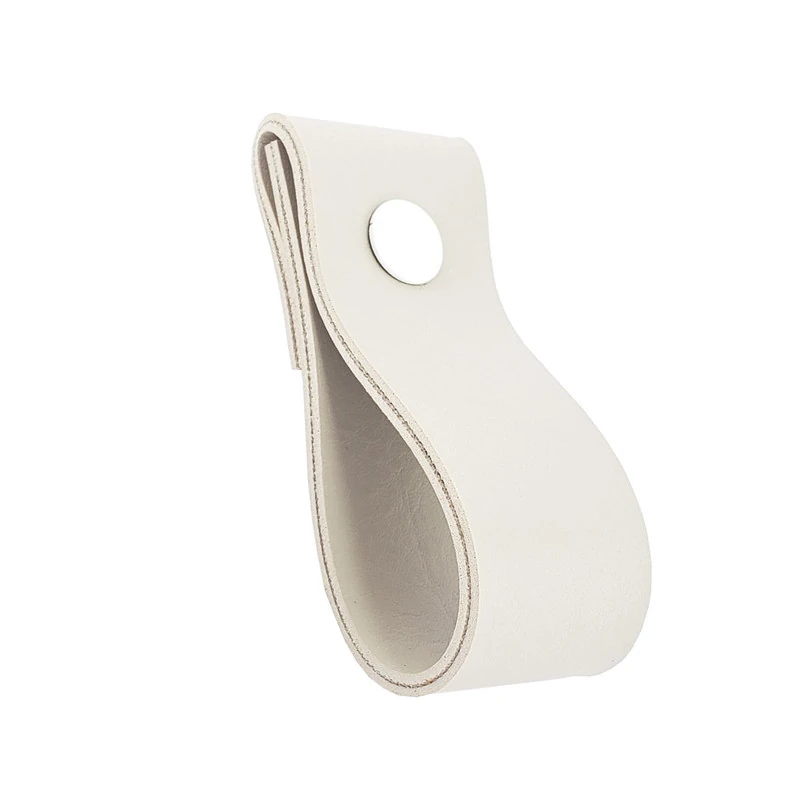 Puxador Dobi Parafuso - Textura De Couro Creme - Parafuso Branco