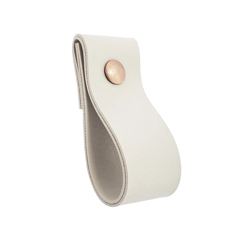 Puxador Dobi Parafuso - Textura De Couro Creme - Parafuso Rose Gold
