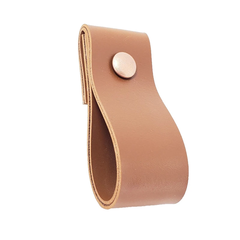 Puxador Dobi Parafuso - Textura De Couro Marrom - Parafuso Rose Gold