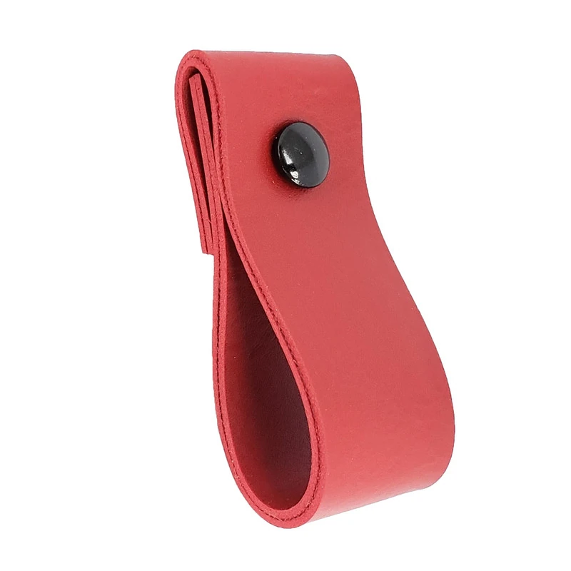 Puxador Dobi Parafuso - Textura De Couro Vermelho - Parafuso Preto