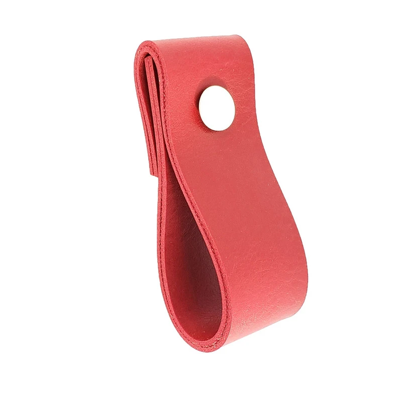 Puxador Dobi Parafuso - Textura De Couro Vermelho - Parafuso Branco