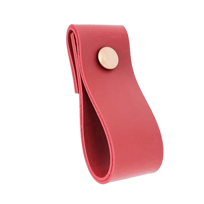 Puxador Dobi Parafuso - Textura De Couro Vermelho - Parafuso Rose Gold