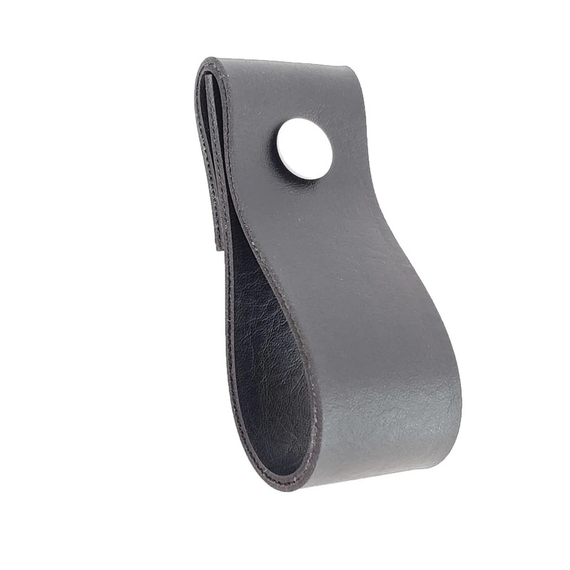 Puxador Dobi Parafuso - Textura De Couro Preto - Parafuso Branco