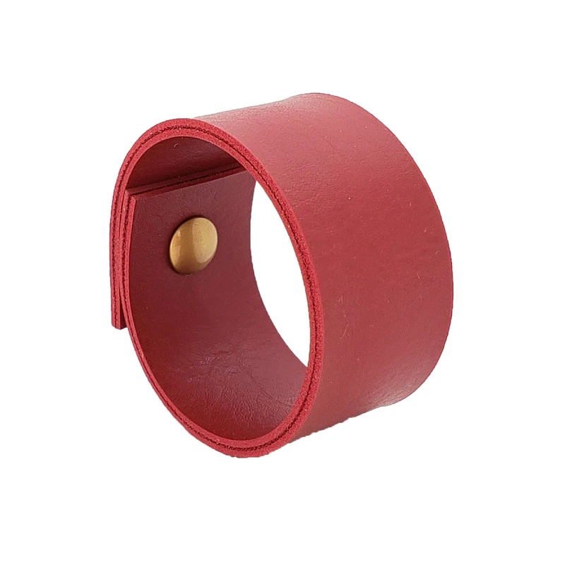 Puxador Bols Parafuso - Textura De Couro Vermelho - Parafuso Dourado