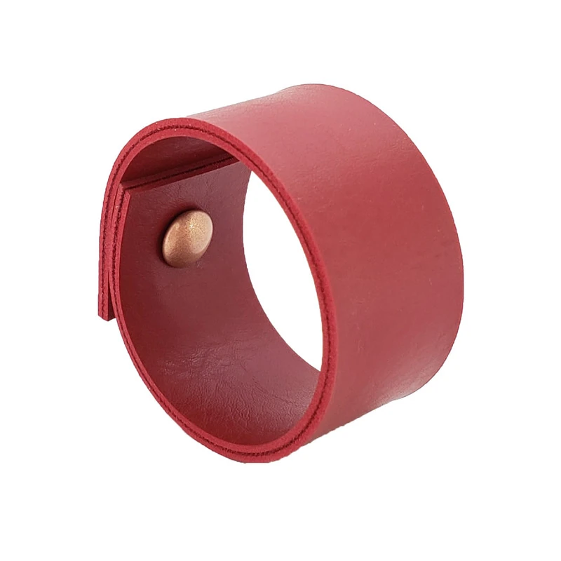Puxador Bols Parafuso - Textura De Couro Vermelho - Parafuso Rose Gold