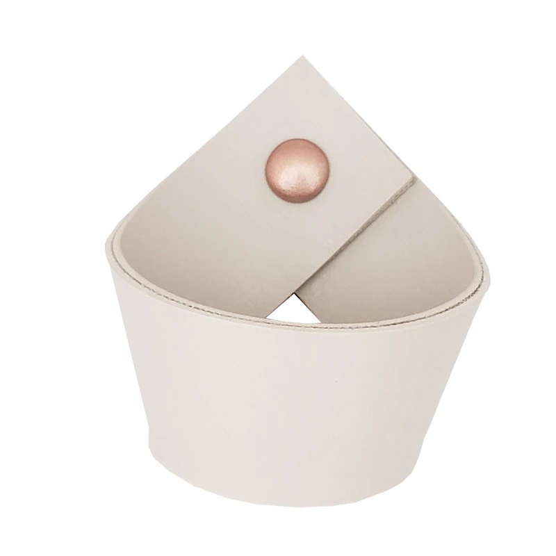 Puxador Coxi Parafuso - Textura De Couro Creme - Parafuso Rose Gold