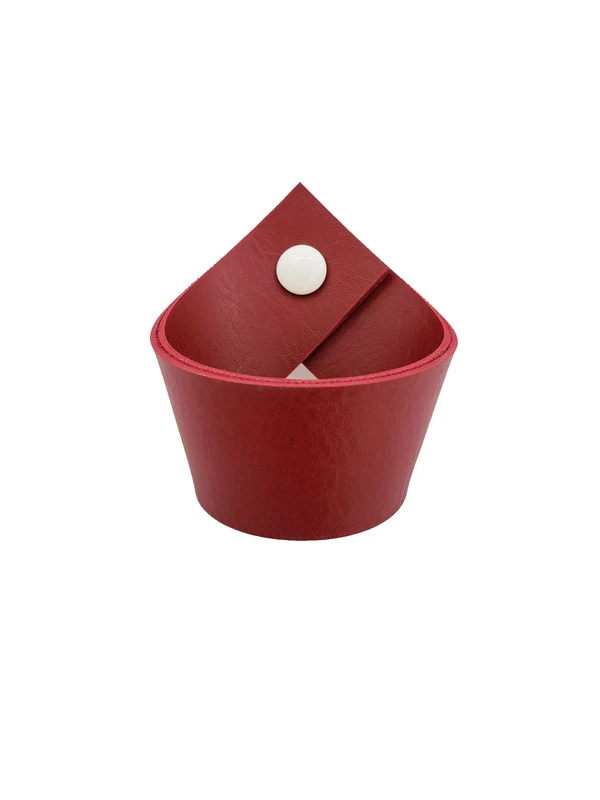 Puxador Coxi Parafuso - Textura De Couro Vermelho - Parafuso Branco