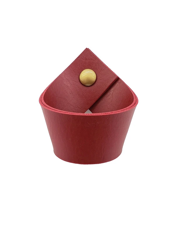 Puxador Coxi Parafuso - Textura De Couro Vermelho - Parafuso Dourado
