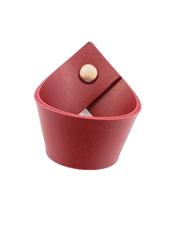 Puxador Coxi Parafuso - Textura De Couro Vermelho - Parafuso Rose Gold