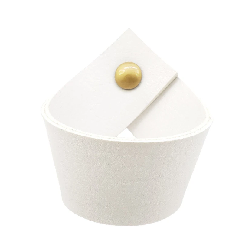 Puxador Coxi Parafuso - Textura De Couro Branco - Parafuso Dourado