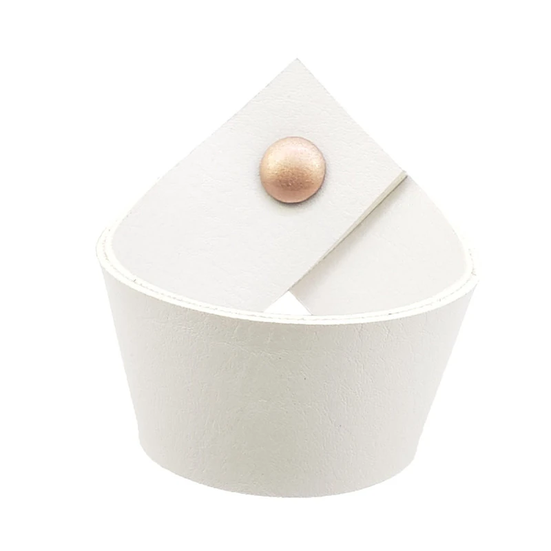 Puxador Coxi Parafuso - Textura De Couro Branco - Parafuso Rose Gold