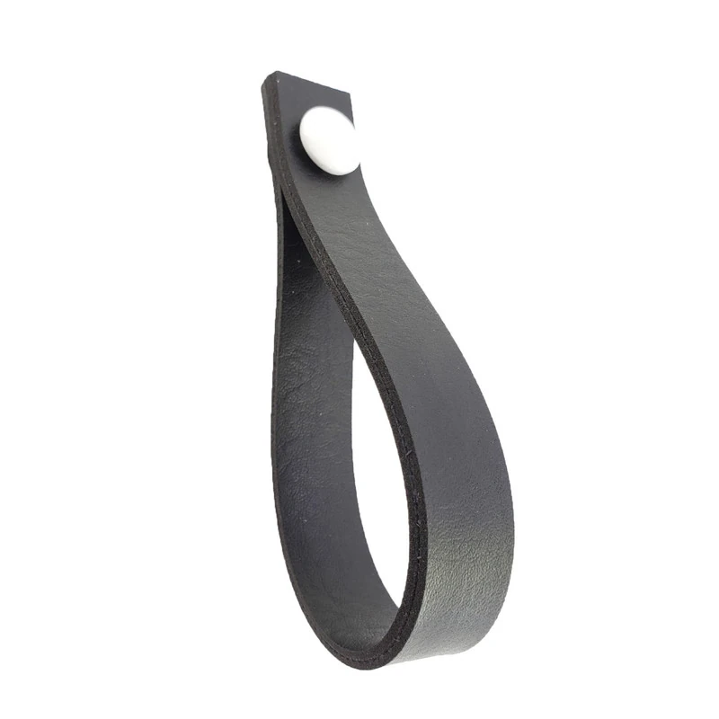Puxador Dofi Parafuso - Textura De Couro Preto - Parafuso Branco