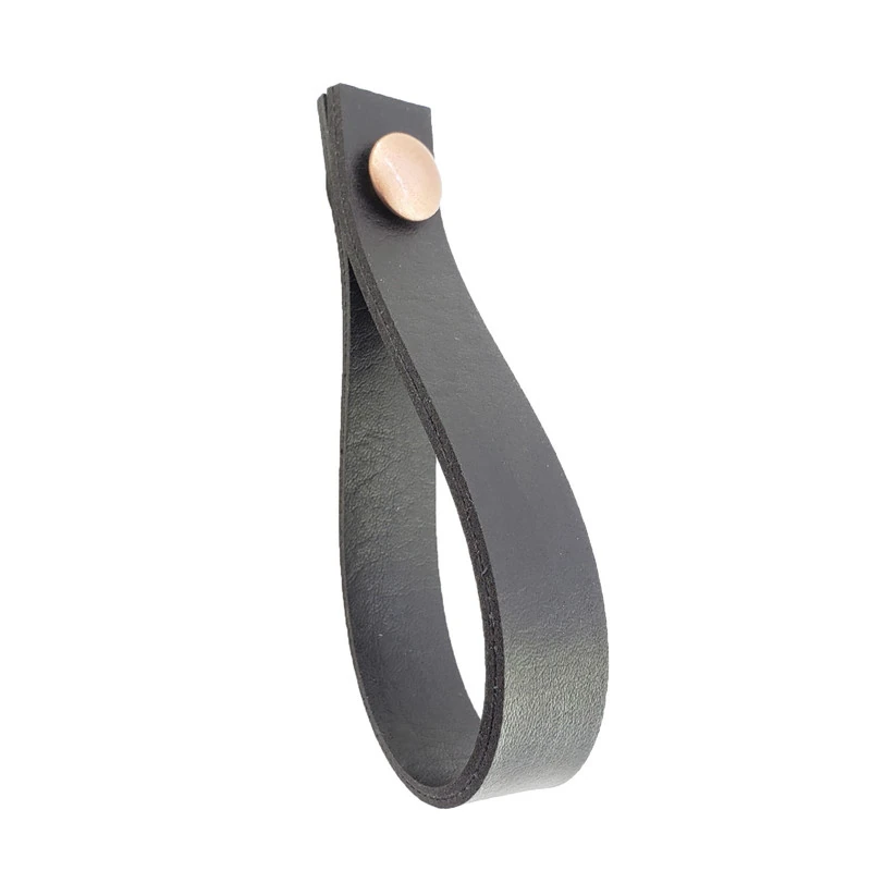 Puxador Dofi Parafuso - Textura De Couro Preto - Parafuso Rose Gold