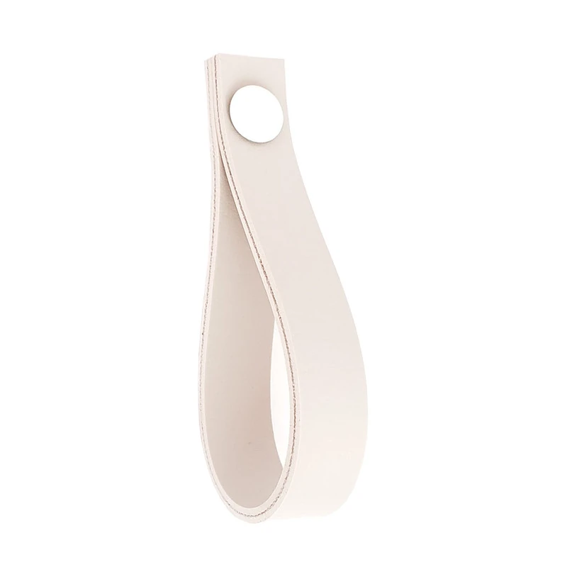 Puxador Dofi Parafuso - Textura De Couro Creme - Parafuso Branco