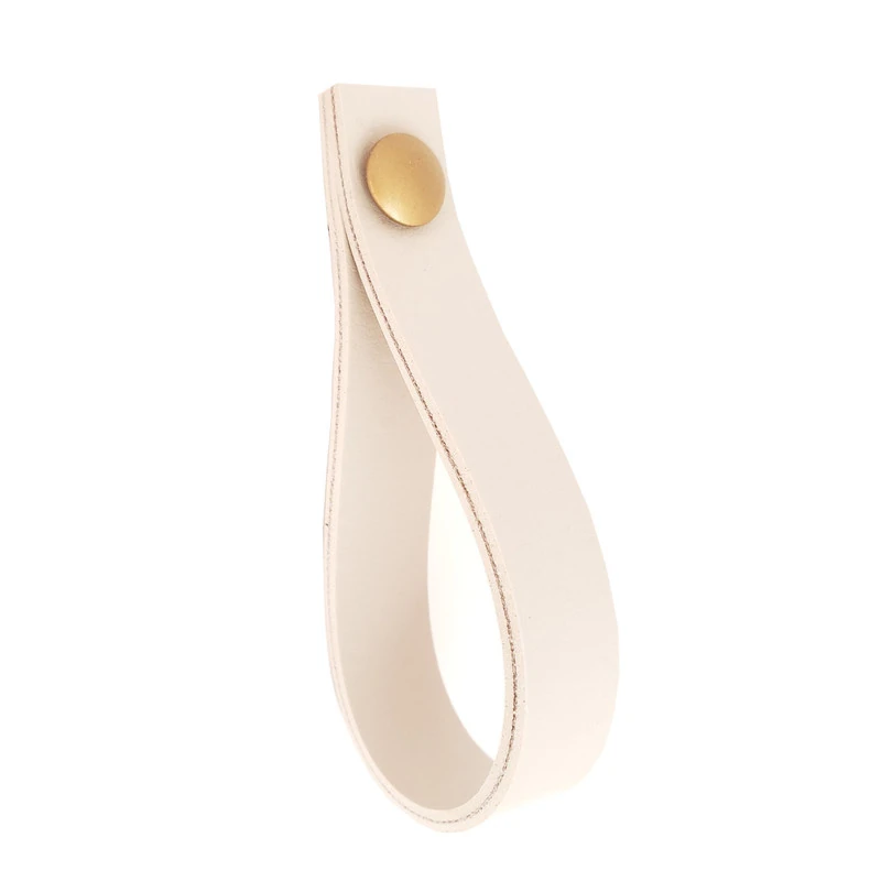 Puxador Dofi Parafuso - Textura De Couro Creme - Parafuso Dourado