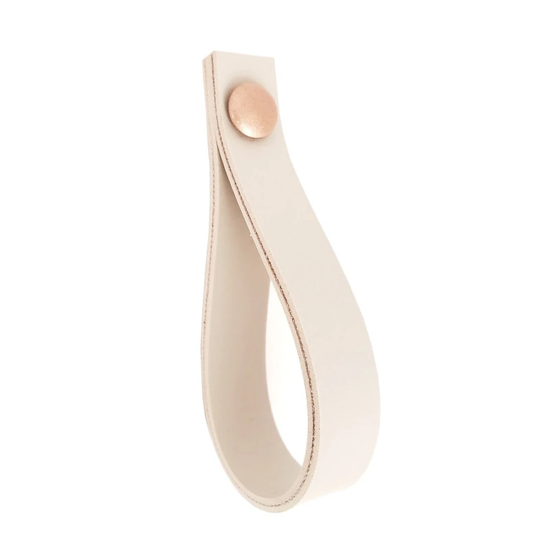 Puxador Dofi Parafuso - Textura De Couro Creme - Parafuso Rose Gold