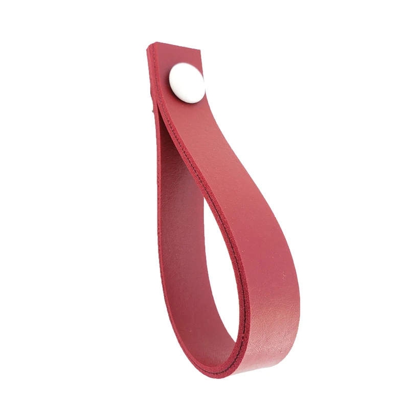 Puxador Dofi Parafuso - Textura De Couro Vermelho - Parafuso Branco