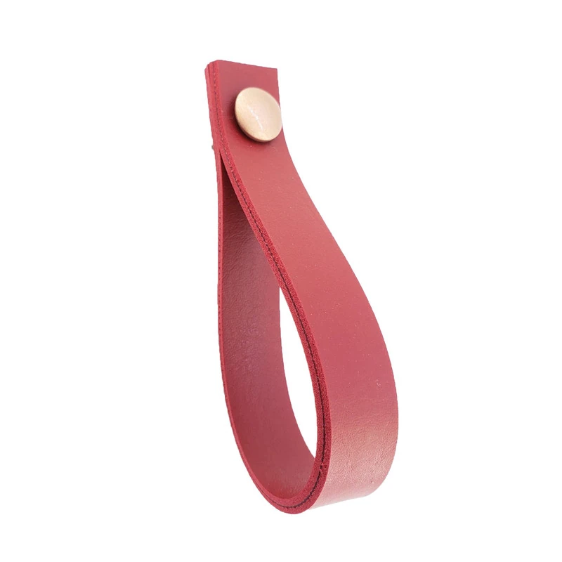 Puxador Dofi Parafuso - Textura De Couro Vermelho - Parafuso Rose Gold
