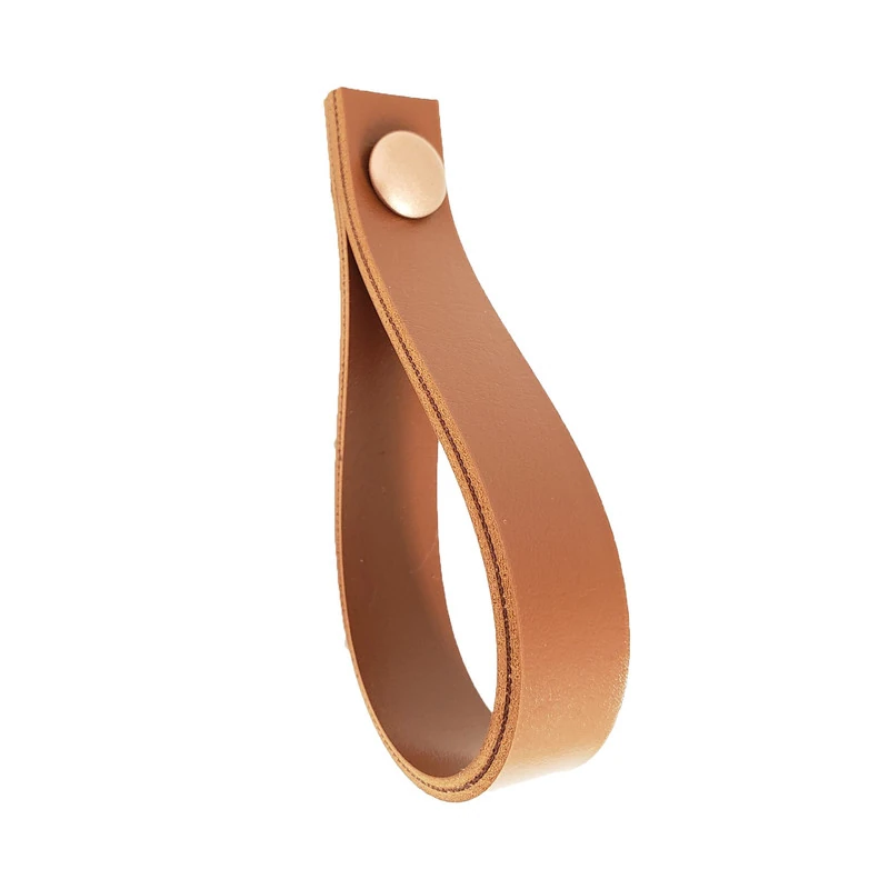Puxador Dofi Parafuso - Textura De Couro Marrom - Parafuso Rose Gold