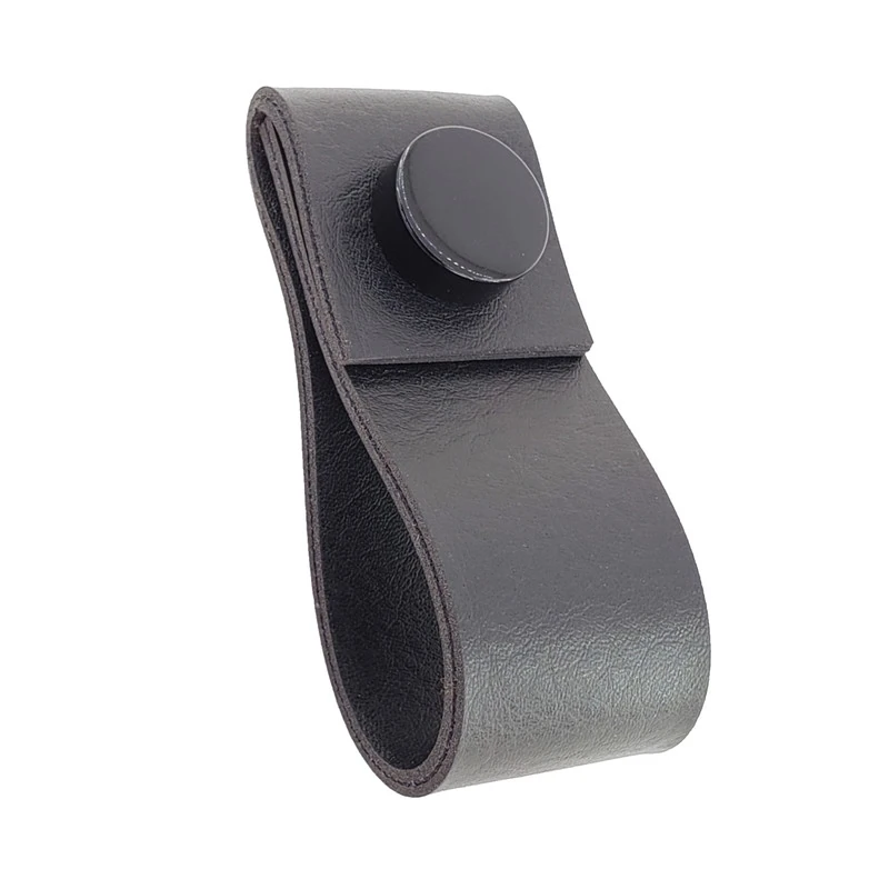 Puxador Doba Tampa - Textura De Couro Preto - Tampa Preta