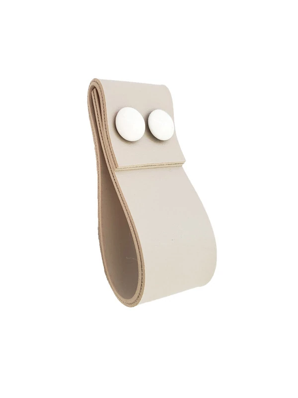 Puxador Dobatwo 2 Parafusos - Textura De Couro Creme - Parafusos Branco