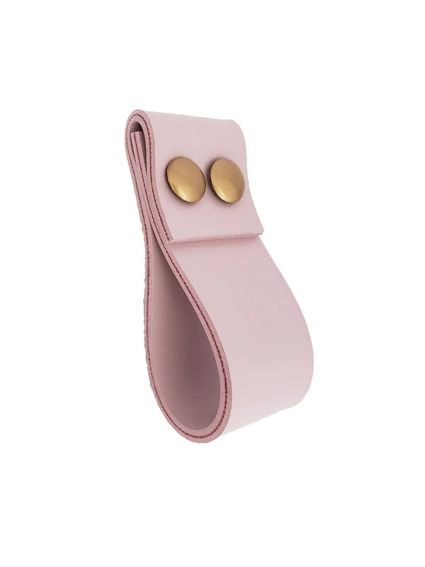 Puxador Dobatwo 2 Parafusos - Textura De Couro Rosa - Parafusos Dourado