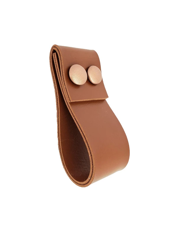 Puxador Dobatwo 2 Parafusos - Textura De Couro Marrom - Parafusos Rose Gold