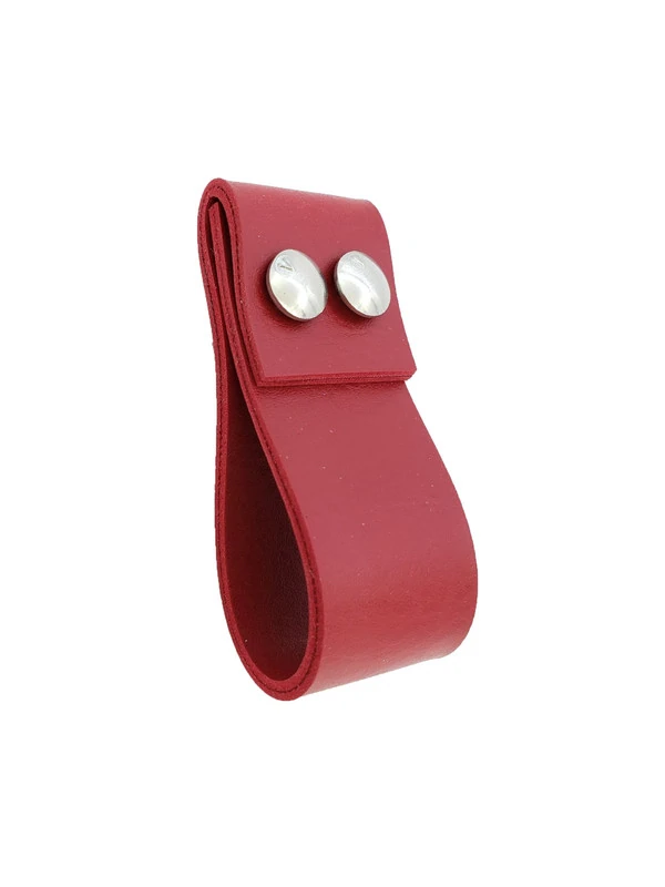Puxador Dobatwo 2 Parafusos - Textura De Couro Vermelho - Parafusos Cromado