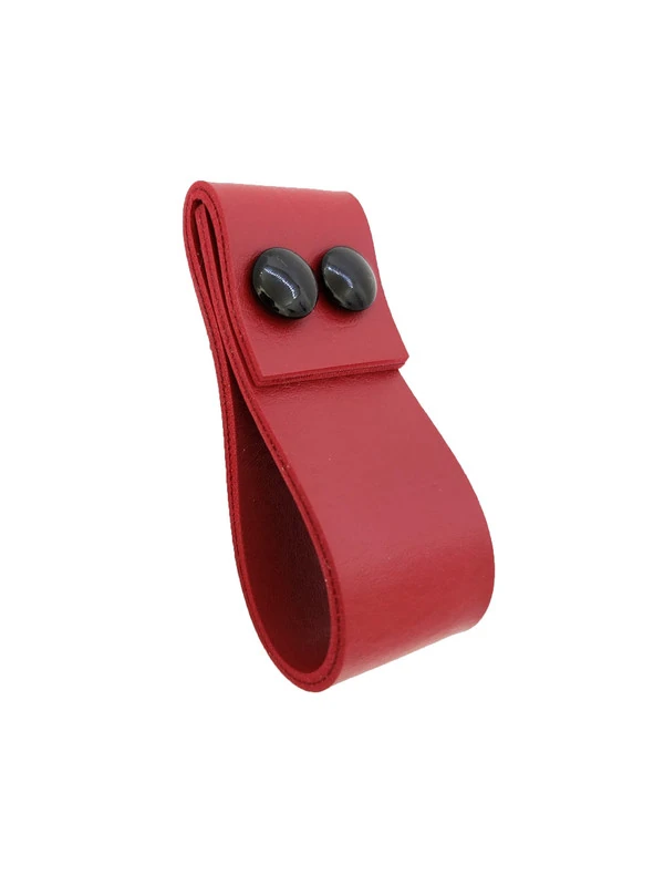 Puxador Dobatwo 2 Parafusos - Textura De Couro Vermelho - Parafusos Preto