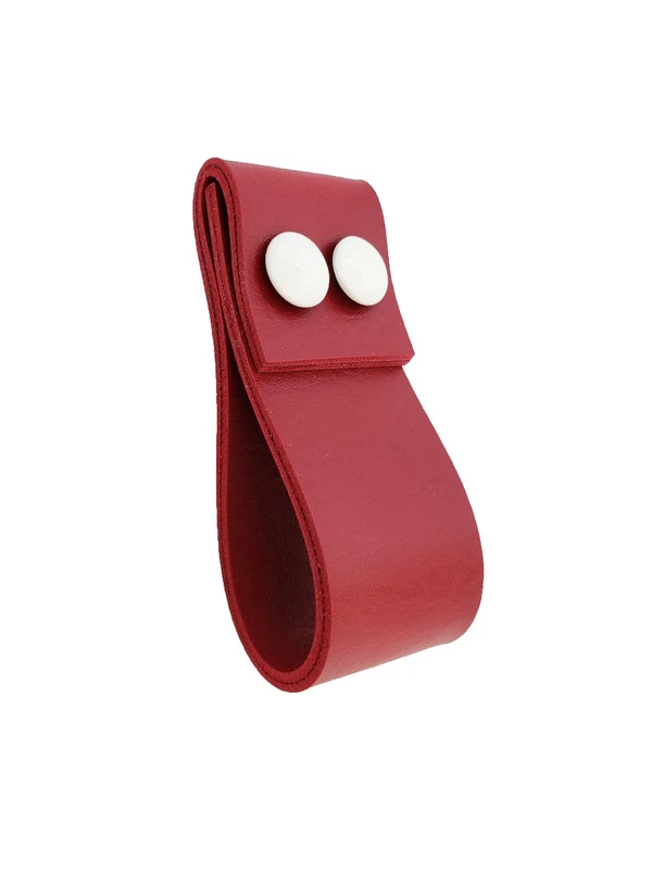 Puxador Dobatwo 2 Parafusos - Textura De Couro Vermelho - Parafusos Branco