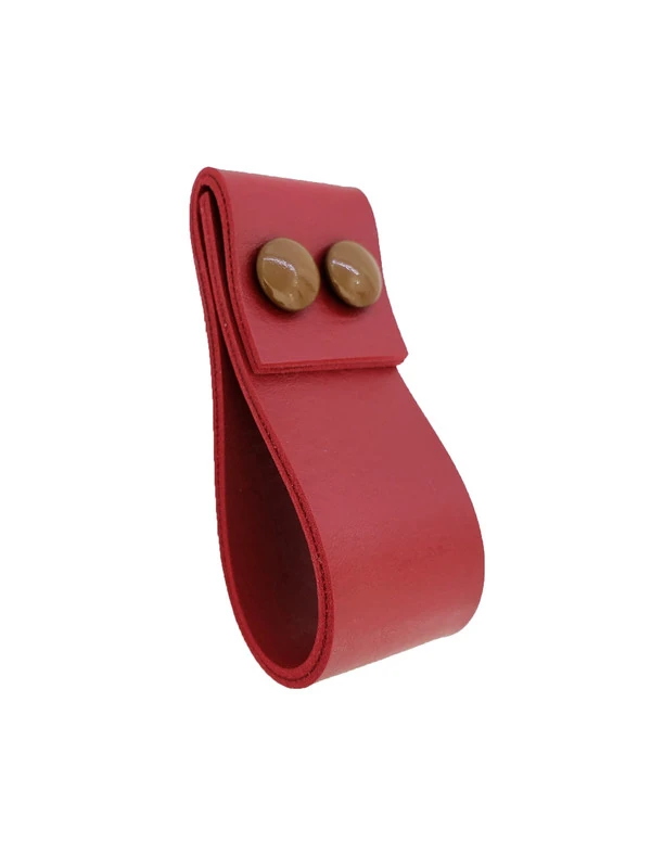 Puxador Dobatwo 2 Parafusos - Textura De Couro Vermelho - Parafusos Marrom
