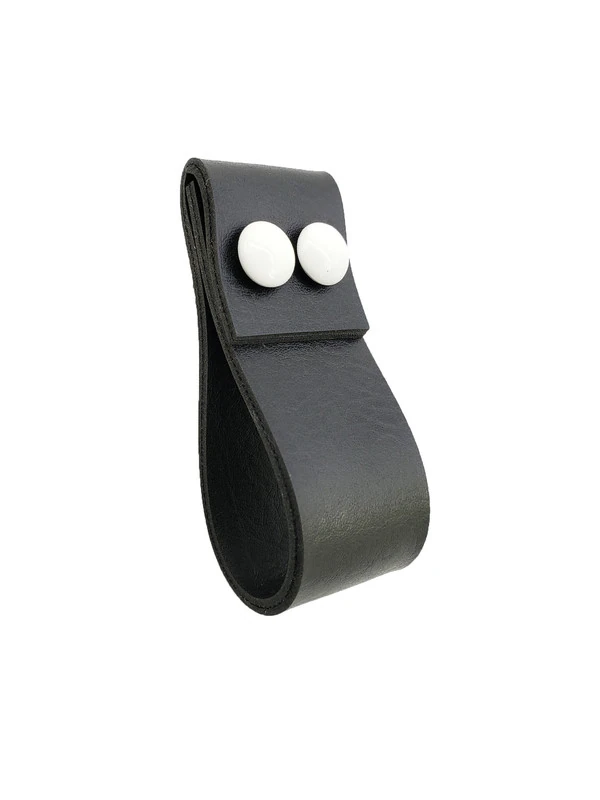 Puxador Dobatwo 2 Parafusos - Textura De Couro Preto - Parafusos Branco