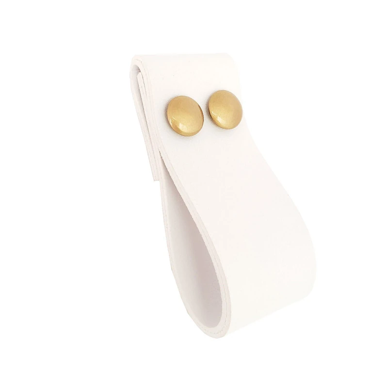 Puxador Dobitwo Parafusos - Textura De Couro Branco - Parafusos Dourado