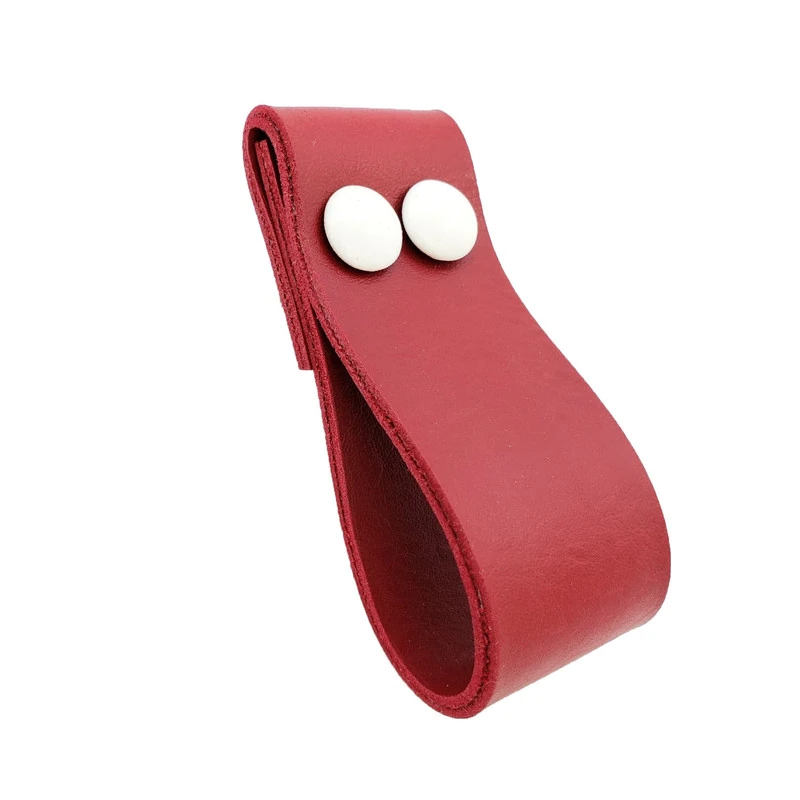 Puxador Dobitwo 2 Parafusos - Textura De Couro Vermelho - Parafusos Branco