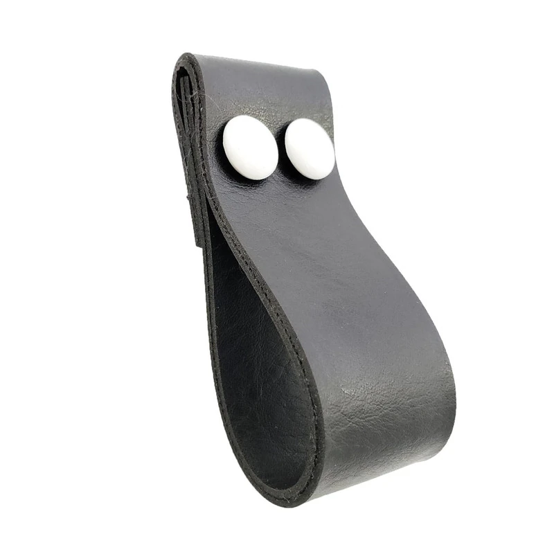 Puxador Dobitwo 2 Parafusos - Textura De Couro Preto - Parafusos Branco