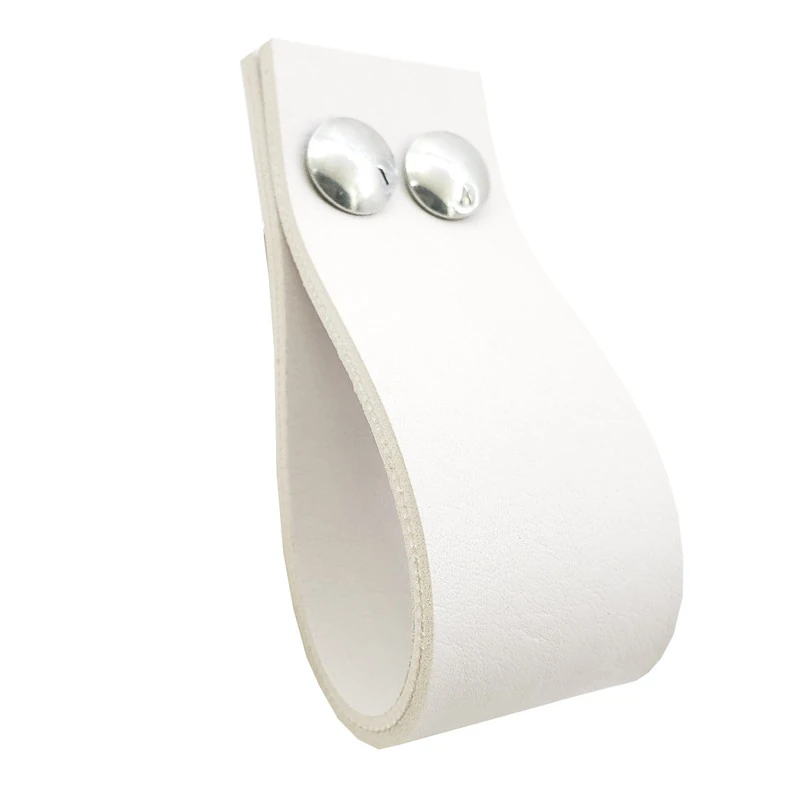 Puxador Dokotwo 2 Parafusos - Textura De Couro Branco - Parafusos Cromado