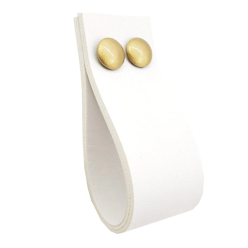 Puxador Dokotwo 2 Parafusos - Textura De Couro Branco - Parafusos Dourado