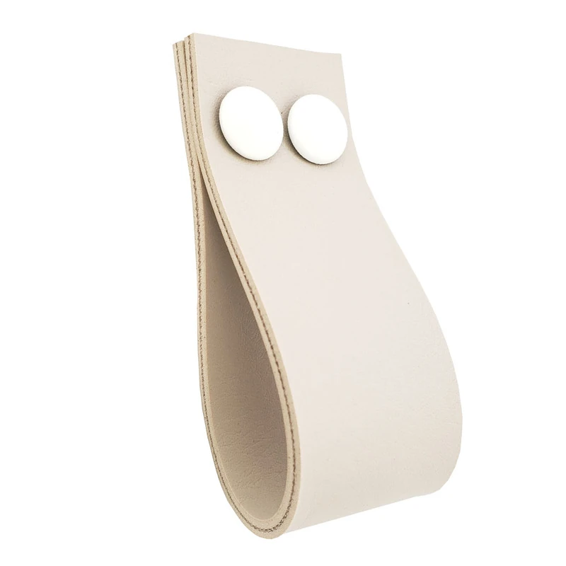 Puxador Dokotwo 2 Parafusos - Textura De Couro Creme - Parafusos Branco