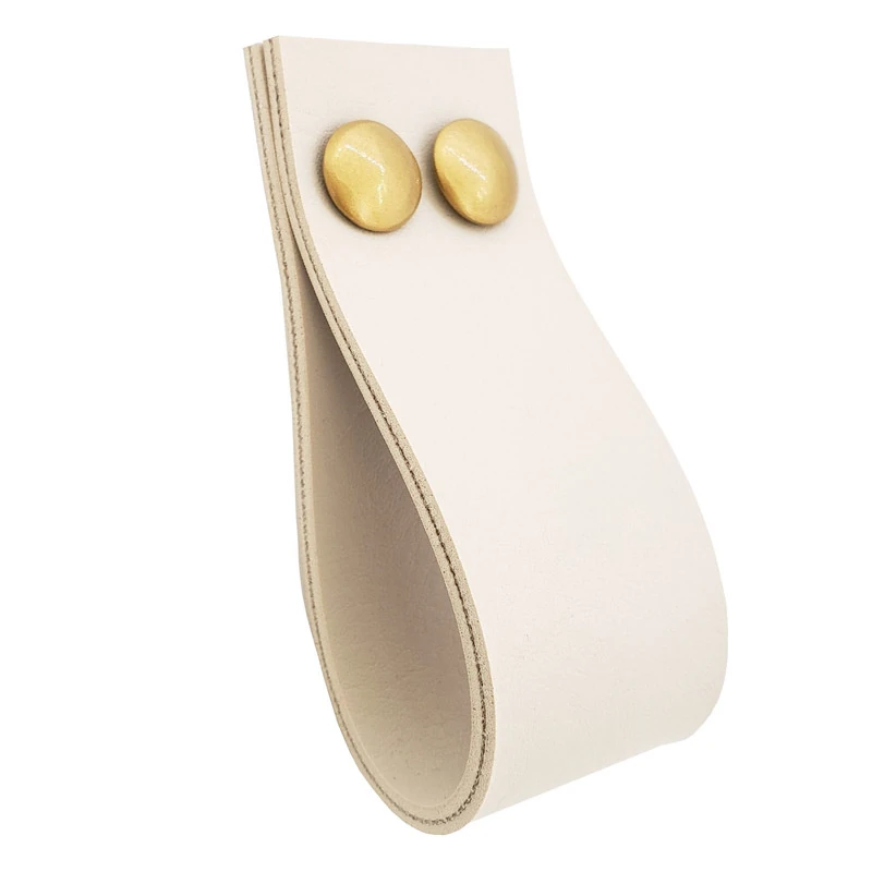 Puxador Dokotwo 2 Parafusos - Textura De Couro Creme - Parafusos Dourado