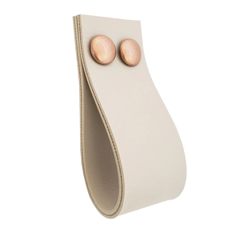 Puxador Dokotwo 2 Parafusos - Textura De Couro Creme - Parafusos Rose Gold