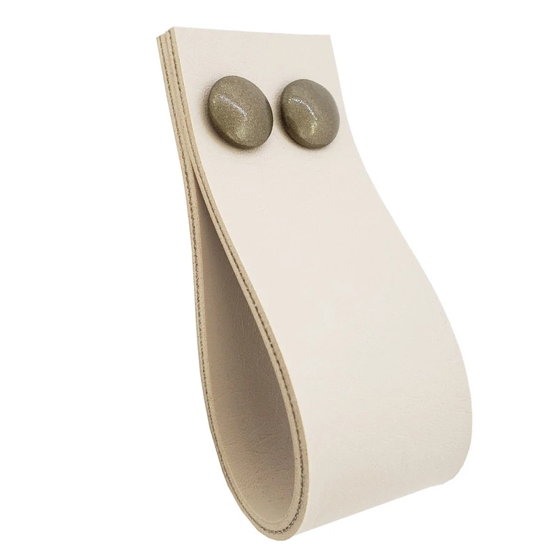 Puxador Dokotwo 2 Parafusos - Textura De Couro Creme - Parafusos Ouro Velho