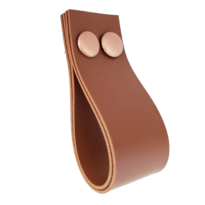 Puxador Dokotwo 2 Parafusos - Textura De Couro Marrom - Parafusos Rose Gold